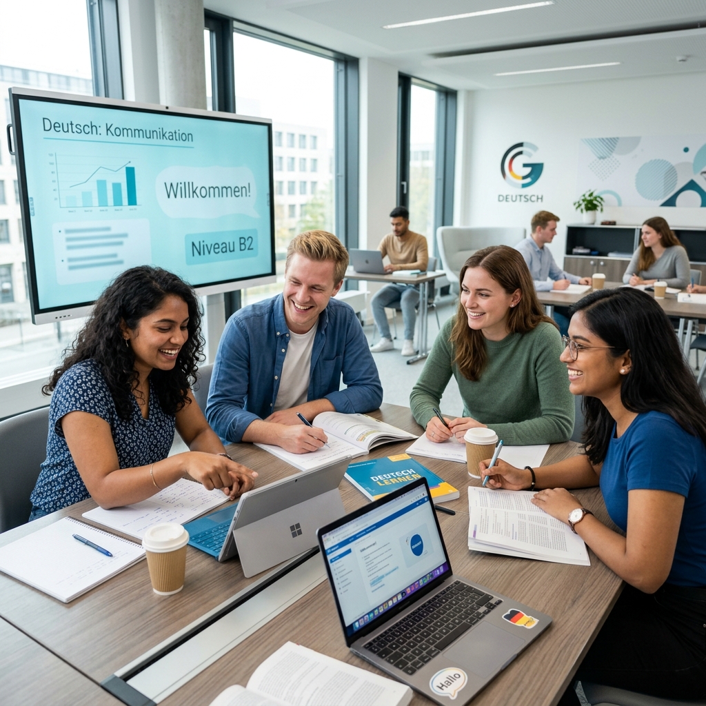 Students learning German at Fluent Fusion Academy